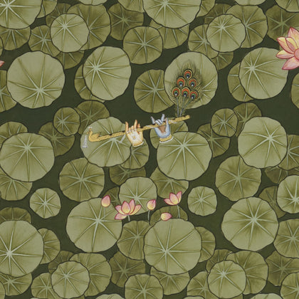 Krishna in Lotus Pond - 01, Nemichand, Ethnic Art - Artisera