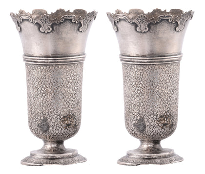Pair of Silver Flower Vases, , Rani Arts & Teak - Artisera