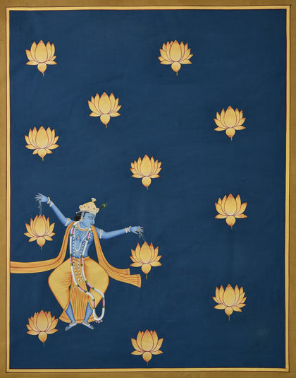 Krishna Dancing with Lotuses - 01, Nemichand, Ethnic Art - Artisera