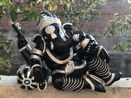 Semi Clad Resting Ganesha, , Silver Showpieces - Artisera