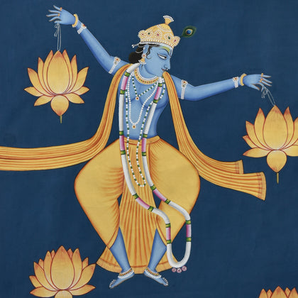 Krishna Dancing with Lotuses - 01, Nemichand, Ethnic Art - Artisera