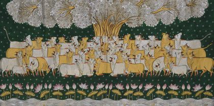 Group of Cows Under Tree - 03, Narendra Kumar, Ethnic Art - Artisera