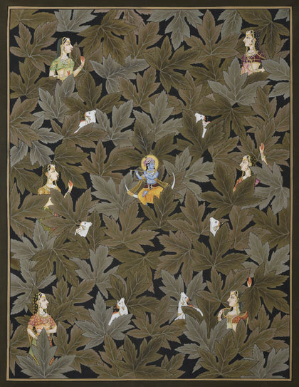 Krishna in Leaves, Nemichand, Ethnic Art - Artisera