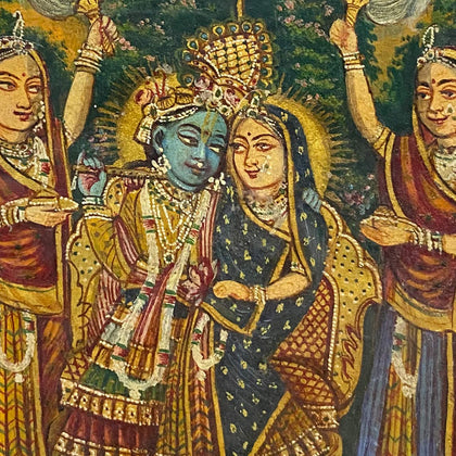 Radha Krishna with Attendants, , Indian Miniatures - Artisera