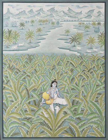 Krishna in Forest - 04, Nemichand, Ethnic Art - Artisera