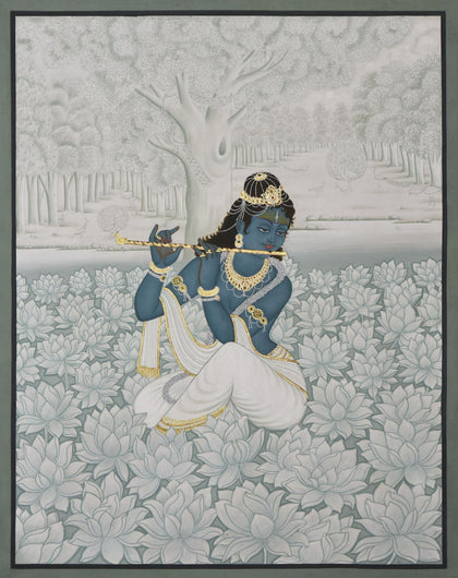 Krishna Playing Flute - 10, Nemichand, Ethnic Art - Artisera