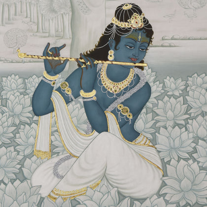 Krishna Playing Flute - 10, Nemichand, Ethnic Art - Artisera