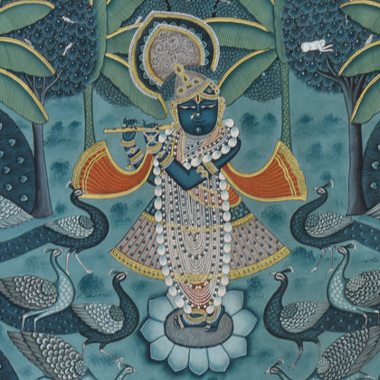 Shrinathji with Peacocks - 02, Nemichand, Ethnic Art - Artisera