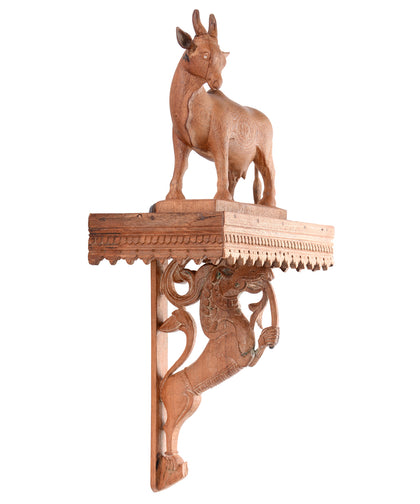 Wall Stand with Cow, , Rani Arts & Teak - Artisera