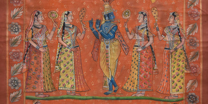 Krishna with Gopis Under Tree - 01, , Ethnic Art - Artisera