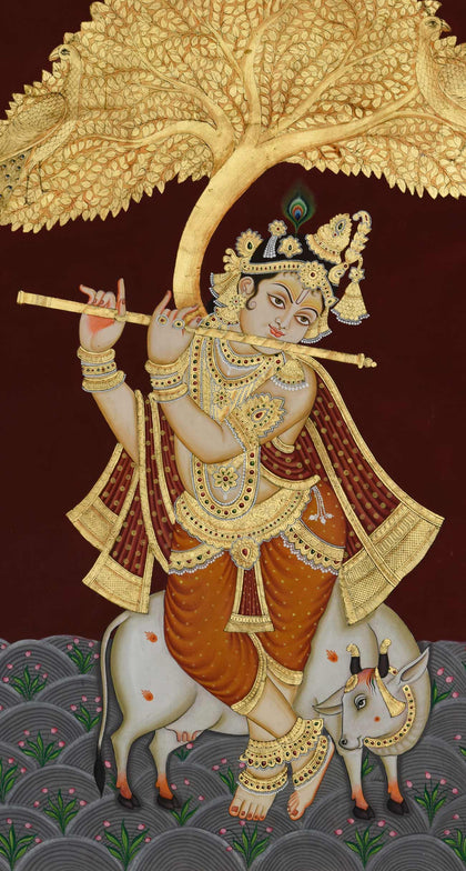 Krishna Playing Flute - 01, Narendra Kumar, Ethnic Art - Artisera