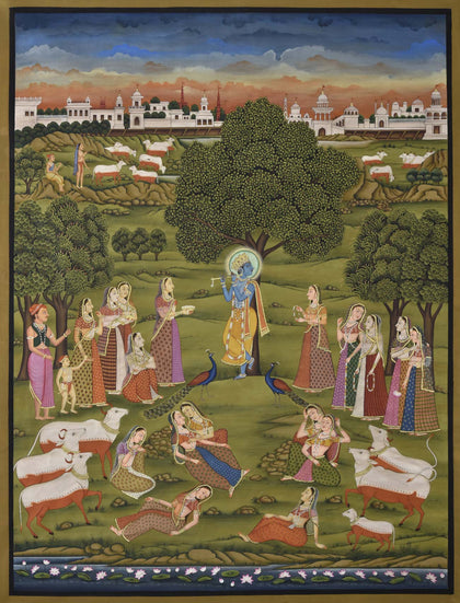 Krishna with Gopis - 03, Nemichand, Ethnic Art - Artisera