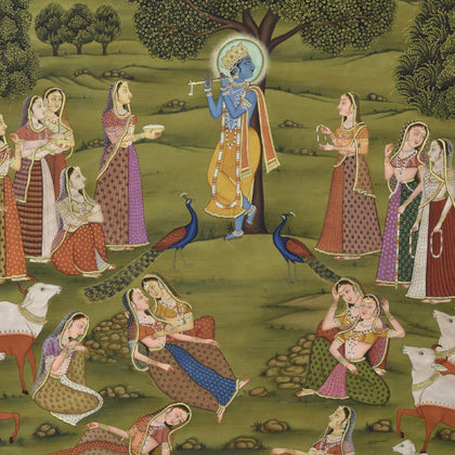 Krishna with Gopis - 03, Nemichand, Ethnic Art - Artisera