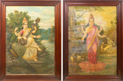 Saraswati and Lakshmi (Pair) 06, Raja Ravi Varma, Balaji Art - Artisera