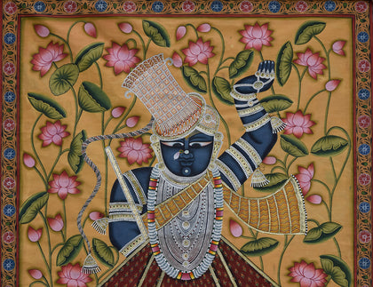 Shrinathji in Lotus Pond - 02, , Ethnic Art - Artisera