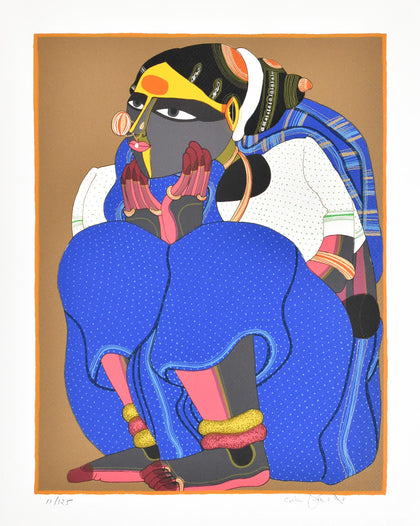 Woman in White and Blue, Thota Vaikuntam, Archer Art Gallery - Artisera
