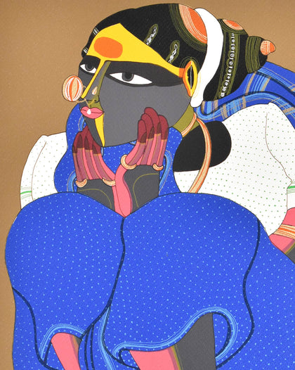 Woman in White and Blue, Thota Vaikuntam, Archer Art Gallery - Artisera