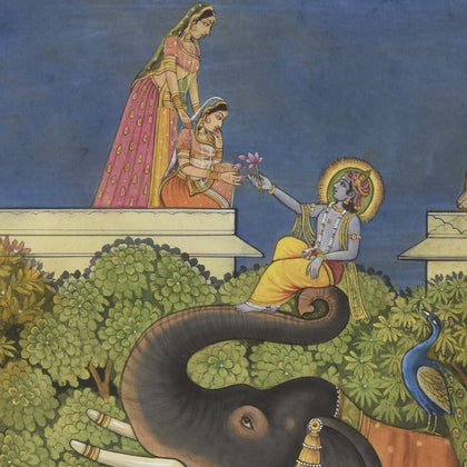 Krishna on Elephant, Pushkar Lohar, Ethnic Art - Artisera