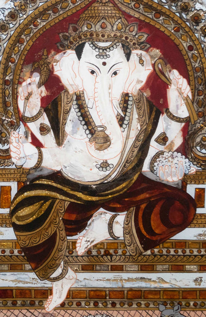 Ganesha with Mooshika, , Balaji Reverse Glass - Artisera