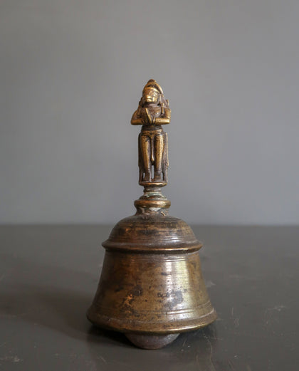 Ritual Bell with Hanuman Finial, , Ritual Lamps - Artisera