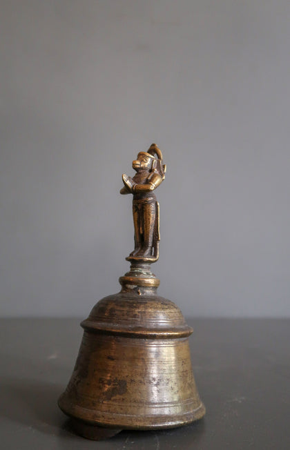 Ritual Bell with Hanuman Finial, , Ritual Lamps - Artisera