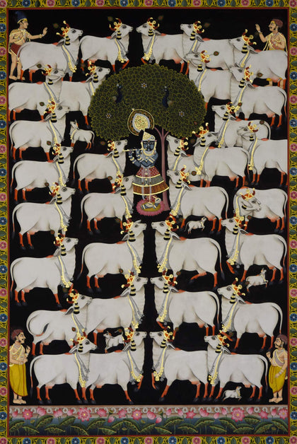 Shrinathji with Cows - 08, Nitin and Nilesh Sharma, Ethnic Art - Artisera