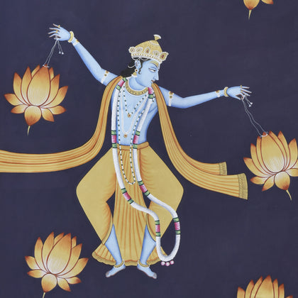 Krishna Dancing with Lotuses - 02, Nemichand, Ethnic Art - Artisera