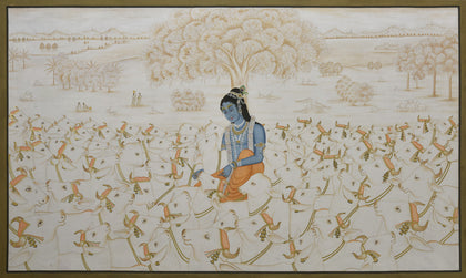Krishna with Cows - 12, Nemichand, Ethnic Art - Artisera