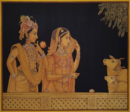 Radha Krishna With Cows - 03, Pushkar Lohar, Ethnic Art - Artisera