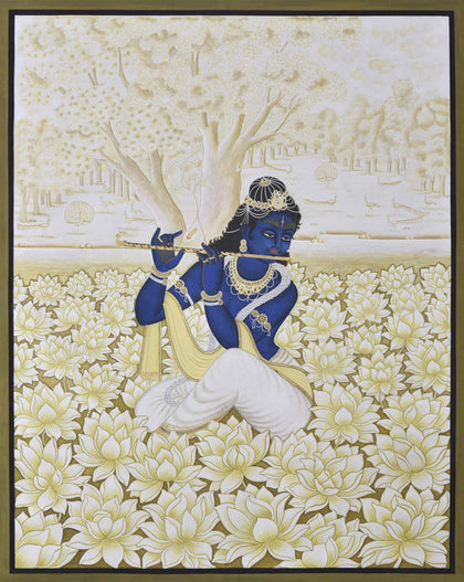 Krishna Playing Flute - 13, Nemichand, Ethnic Art - Artisera