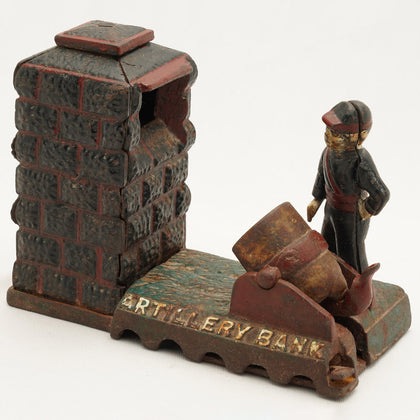 J & E Stevens Artillery Mechanical Bank, , Ethnic Art Collectibles - Artisera