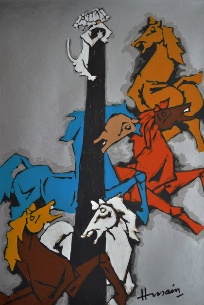 Horses (Appropriation) - II, M.F. Husain, Archer Art Gallery - Artisera