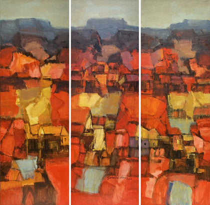 Hampi Landscape 15, triptych, Gurudas Shenoy, Internal - Artisera