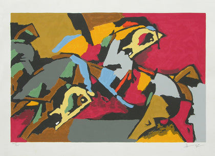 Two Horses, M.F. Husain, Archer Art Gallery - Artisera