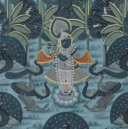 Shrinathji with Peacocks - 03, Nemichand, Ethnic Art - Artisera