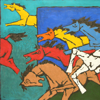 Horses (Appropriation) - I, M.F. Husain, Archer Art Gallery - Artisera