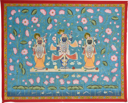 Shrinathji in Lotus Pond - 01, , Ethnic Art - Artisera
