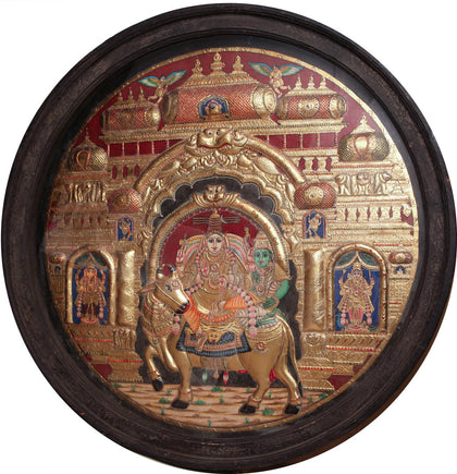 Shiva Parvati on Nandi with Ganesha and Karthikeya, , Mriya Arts - Artisera