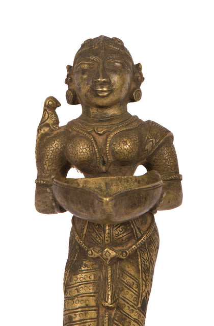 Deepalakshmi with Bird on Shoulder, , Balaji's Antiques and Collectibles - Artisera