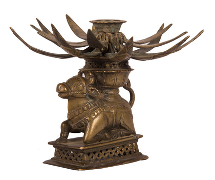 Nandi Linga Holder with Lotus, , Balaji's Antiques and Collectibles - Artisera