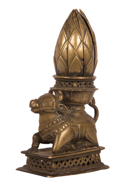 Nandi Linga Holder with Lotus, , Balaji's Antiques and Collectibles - Artisera