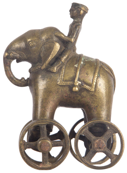 Elephant Pull Toy With Mahout, , Balaji's Antiques and Collectibles - Artisera