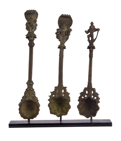 Ritual Spoons with Dancing Krishna, , Balaji's Antiques and Collectibles - Artisera