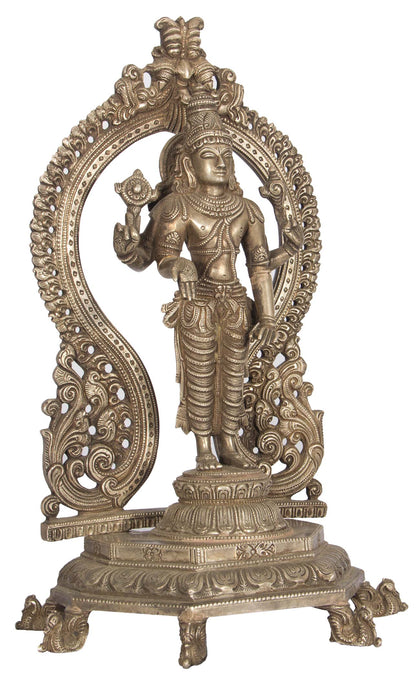 Silver Vishnu with Prabhawal, , Navrathans Antique Art - Artisera