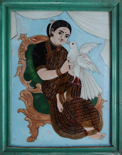Seated Courtesan with a Dove, , Phillips Reverse Glass - Artisera