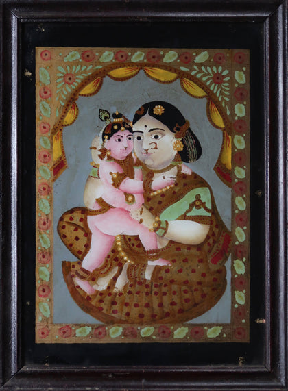 Krishna and Yashoda, , Phillips Reverse Glass - Artisera