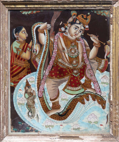 Krishna Quells the Serpent Kaliya, , Phillips Reverse Glass - Artisera