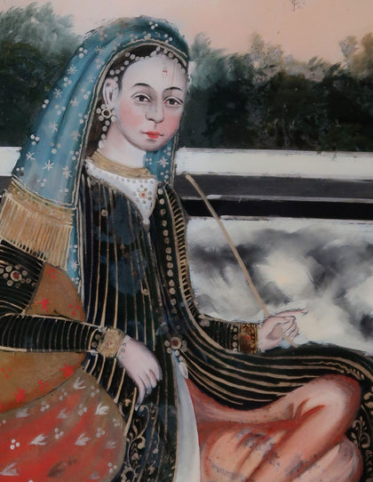 Lady Smoking a Huqqa, , Phillips Reverse Glass - Artisera