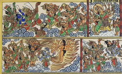 Phad 30 - Ma Durga and Mahishasura, , Phad Art - Artisera