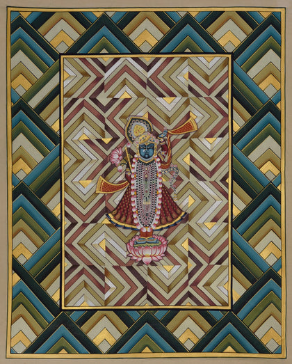 Shrinathji on Lotus - 02, , Ethnic Art - Artisera